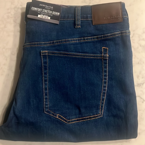 New JACHS NEW YORK Straight Leg Comfort Fit Stretch Denim Jeans Blue 40 x 30 - Picture 4 of 5